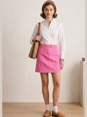 ANTHROPOLOGIE Vanessa Virginia Textured Cotton Pink Mini Skirt Sz 6 Summer Chic